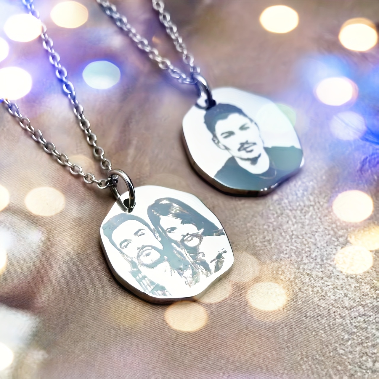 Custom Engraved Photo Pendant Necklace Stainless Steel Jewelry